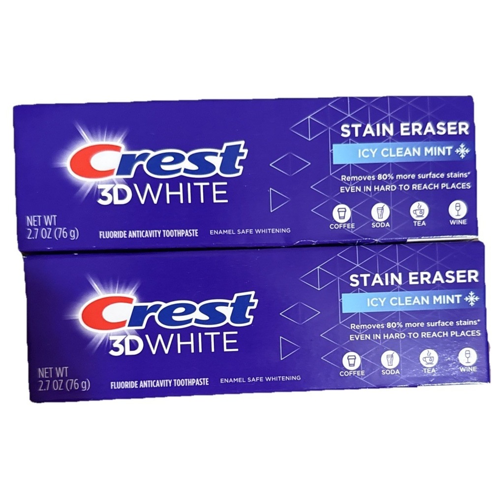 CREST 3D WHITE STAIN ERASER  POLISHING MINT T/P 2.7OZ  (2 Packs)